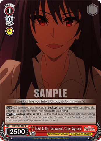 Ticket to the Tournament, Claire Kagenou