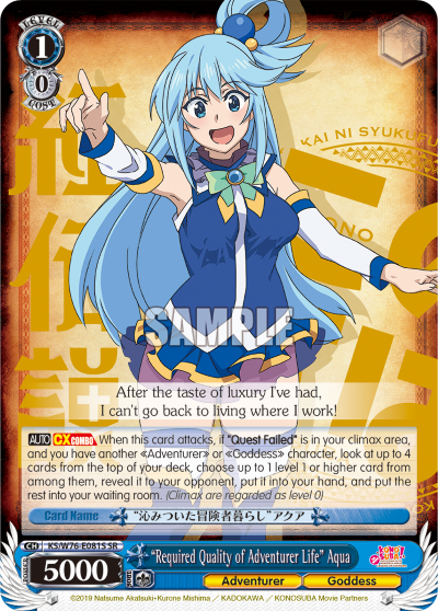 "Required Quality of Adventurer Life" Aqua