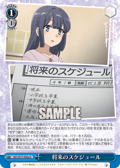 将来のスケジュール